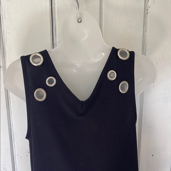 INC Black top (or dress) with Silver Grommets - Picture 4 of 10